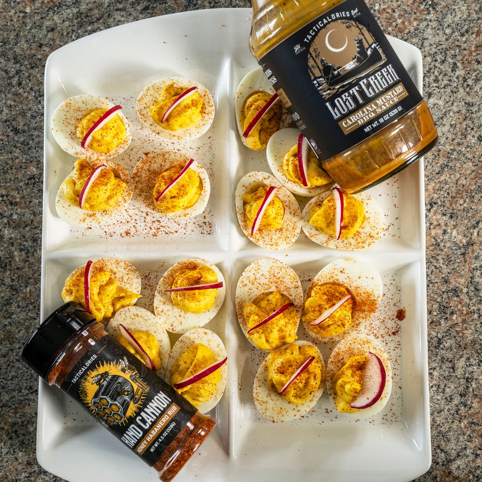 HAND CANNON HONEY HABANERO DEVILED EGGS